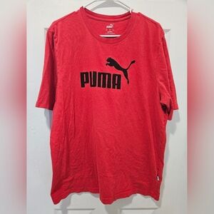 PUMA Men's Tee..Bold Red W Black Logo